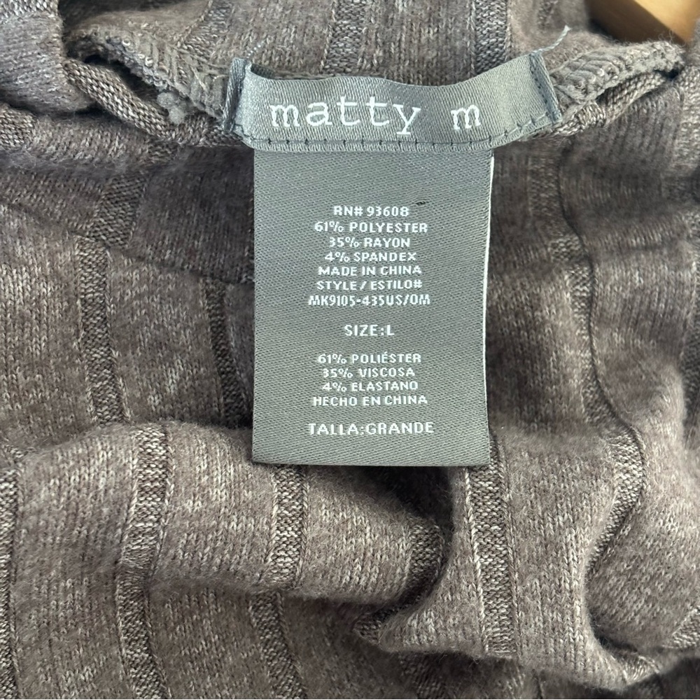 Matty M Brown Heather Pebble Ribbed Mock Neck Tunic Soft Stretch Sweater Size Lg - Picture 6 of 7